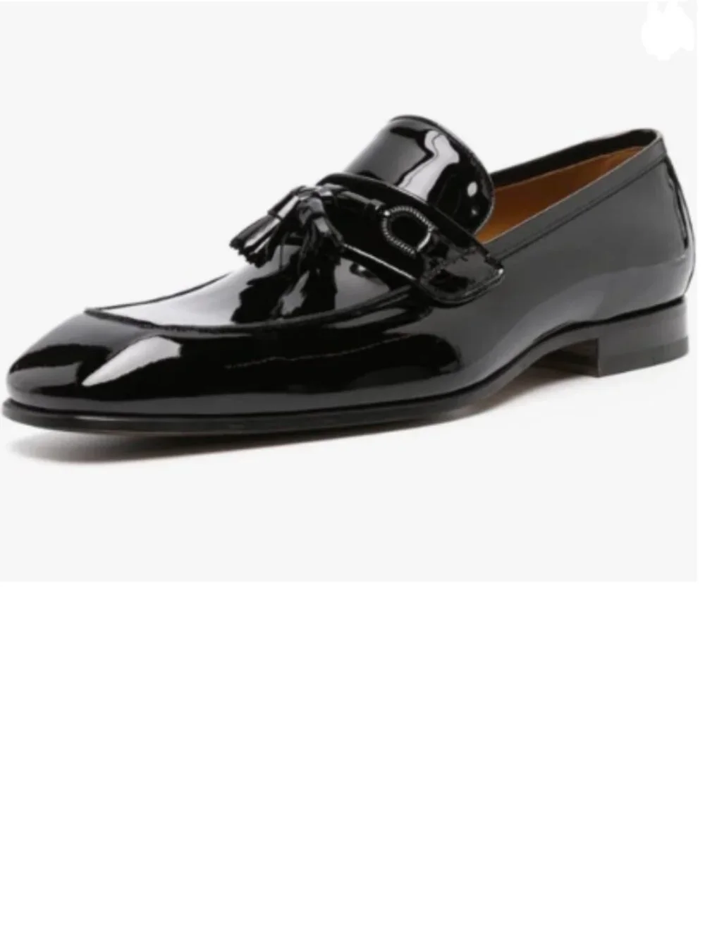 FOWT Black Men Glossy Square Toe Tassels Decor Loafers Low Heel Slip On Shoes